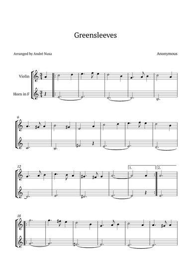 Greensleeves (arr. André Nusa)