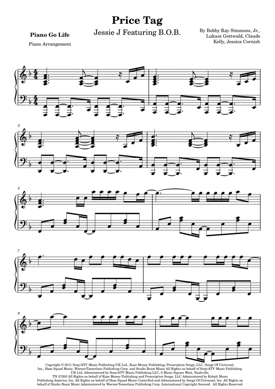 Price Tag (arr. Piano Go Life)