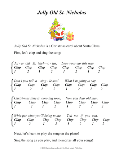 Jolly Old St. Nicholas (black key notation) (arr. Ruth Stevenson Alling, Dennis Frayne)