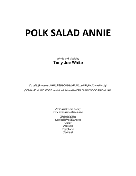 Polk Salad Annie (arr. Jim Farley www.arrangementsone.com)