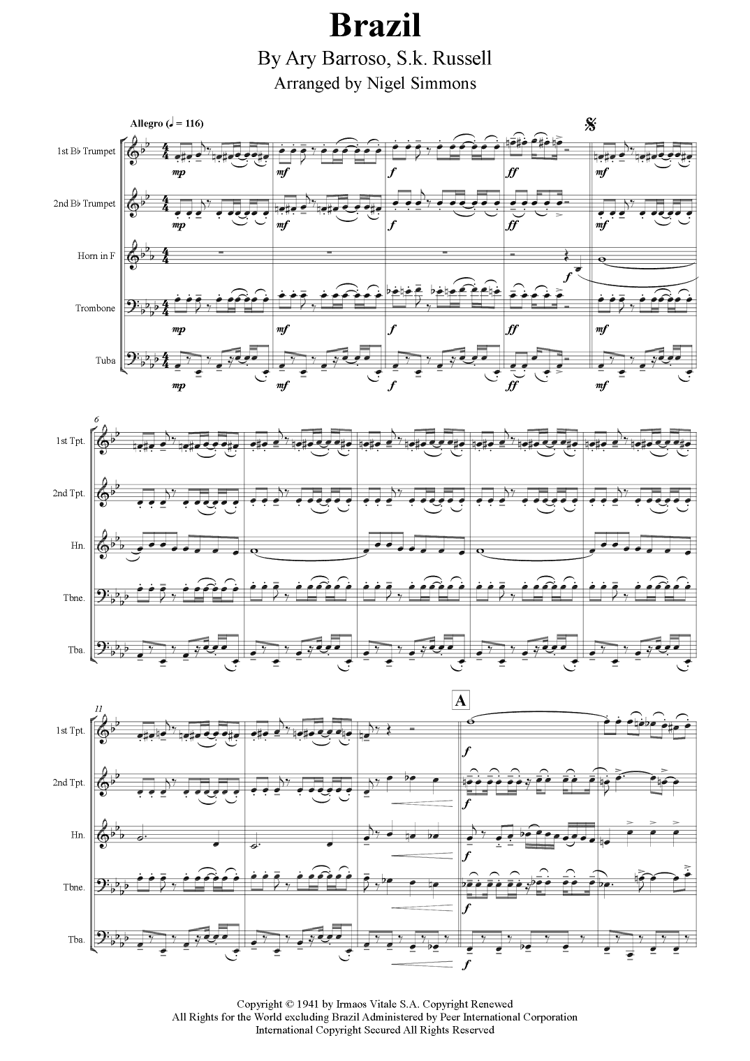 Brazil (arr. Nigel Simmons)