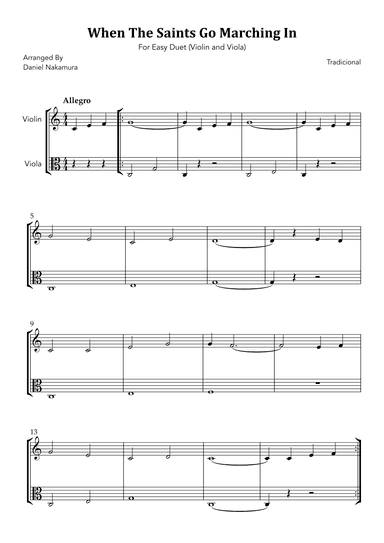 When The Saints Go Marching In (for violin and viola duet) (arr. Daniel Nakamura)