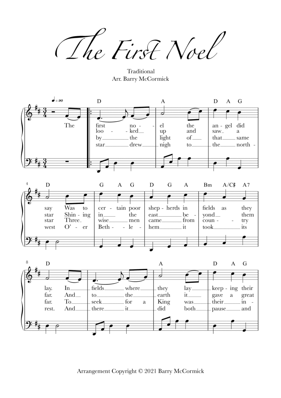 The First Noel | Christmas Carol Easy, simple Piano (arr. Barry McCormick)