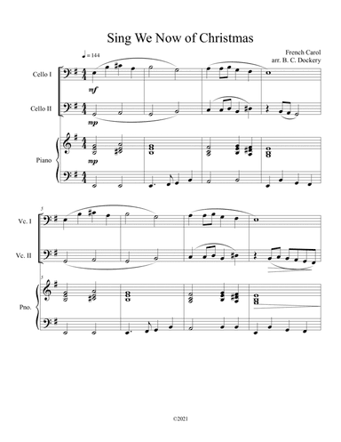 Sing We Now of Christmas (Cello Duet with Piano Accompaniment) (arr. B. C. Dockery)