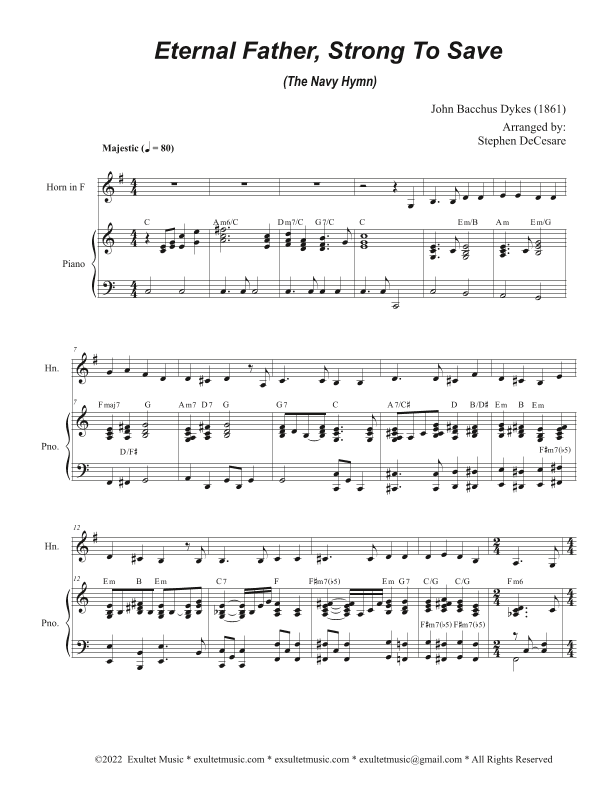 Eternal Father, Strong To Save (The Navy Hymn) (French Horn solo and Piano) (arr. Stephen DeCesare)