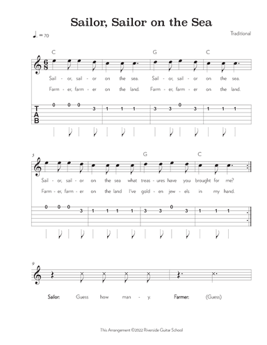 Sailor, Sailor on the Sea (arr. Riverside Guitar School)