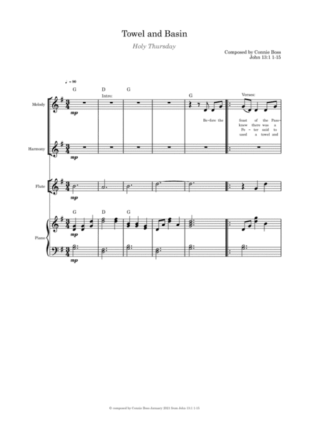 Towel and Basin - Holy Thursday - duet, flute and piano