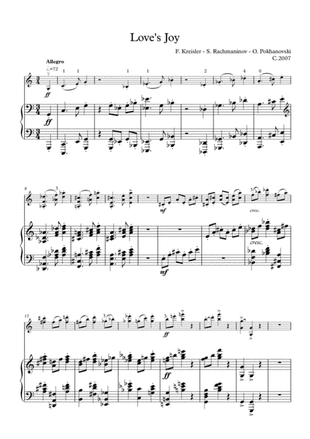Kreisler-Rachmaninov-Pokhanovski Love's Joy arranged for violin and piano (arr. Sergei Rachmaninov, Oleg Pokhanovski)