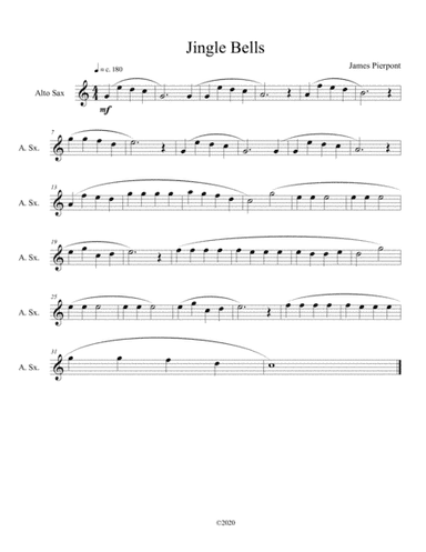 Jingle Bells for solo alto sax (arr. B C Dockery)