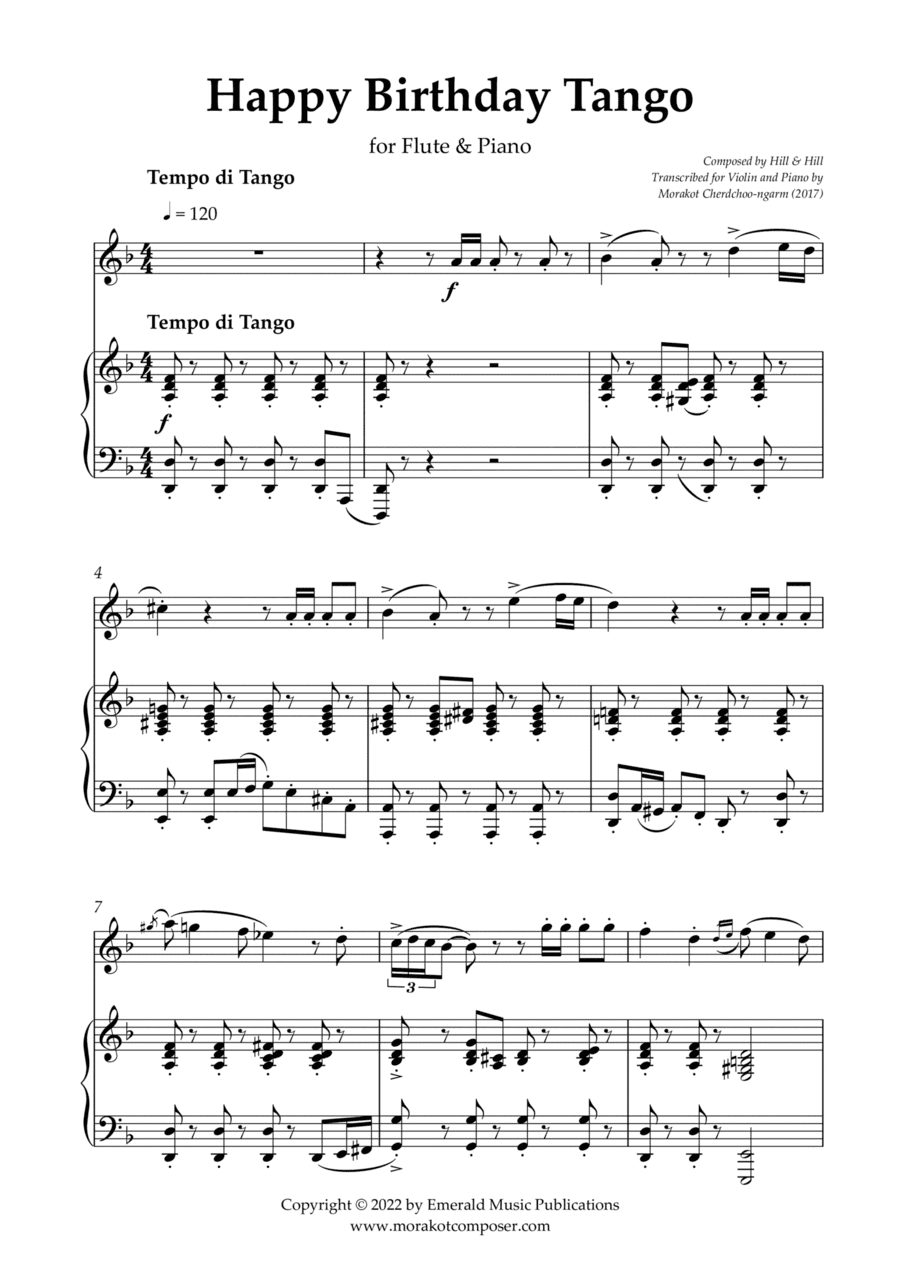 Happy Birthday Tango for Flute & Piano (arr. Morakot Cherdchoo-ngarm)