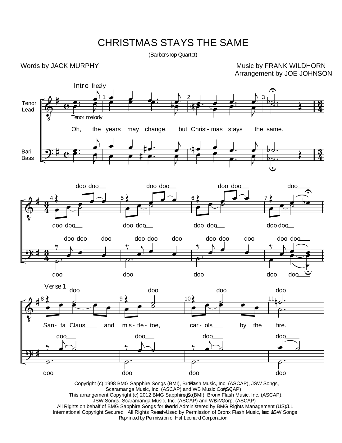 Christmas Stays The Same (arr. Joe Johnson)