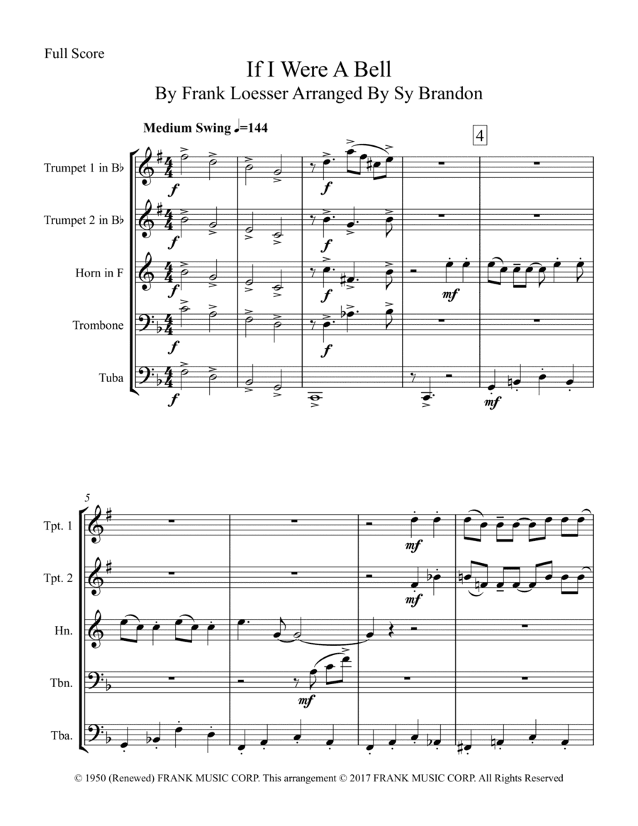 If I Were A Bell (arr. Sy Brandon)