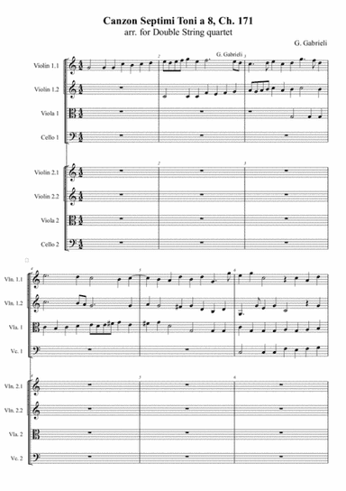 G. Gabrieli - Canzon per sonar septimi toni a 8, Ch.171, arr. for Double String quartet (or String O (arr. Xlomeg)