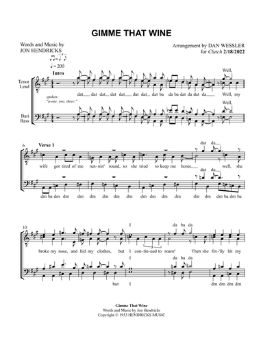 Gimme That Wine (arr. Dan Wessler)