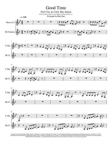 Good Time (arr. B. Qian Music)