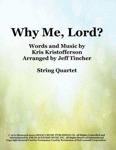 Why Me? (Why Me, Lord?) (arr. Jeff Tincher)