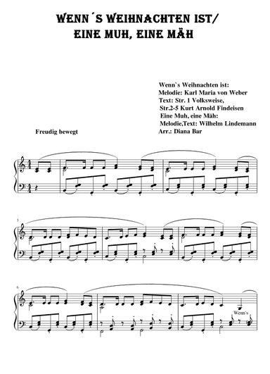 Wenn`s Weihnachten ist/Eine Muh, eine Mäh (arr. Diana Bar)