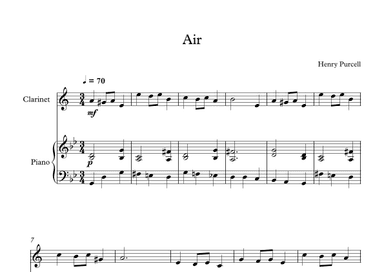Air - Henry Purcell (Clarinet + Piano) (arr. Digital Book Music)