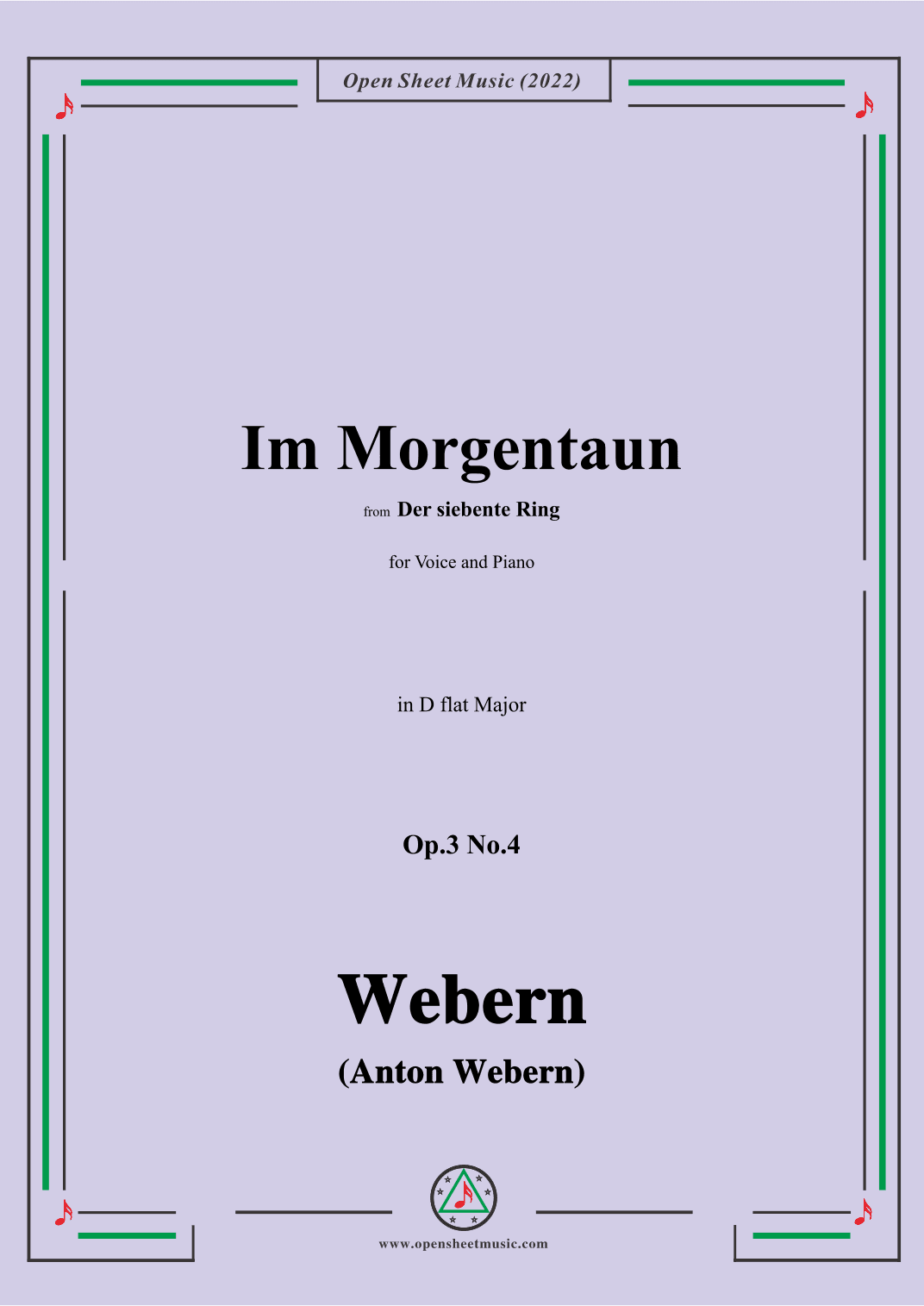 Webern-Im Morgentaun,Op.3 No.4,in D flat Major (arr. OSM Press)