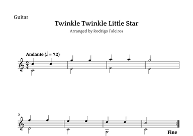 Twinkle Twinkle Little Star (for beginners) (arr. Rodrigo Faleiros)