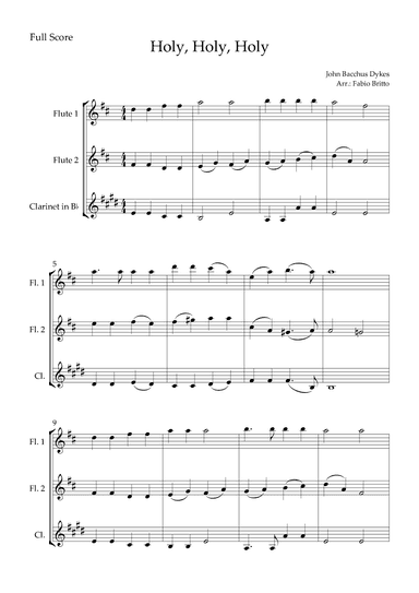 Holy, Holy, Holy (Traditional Christian Song) for Woodwind Trio (arr. Fabio Britto)