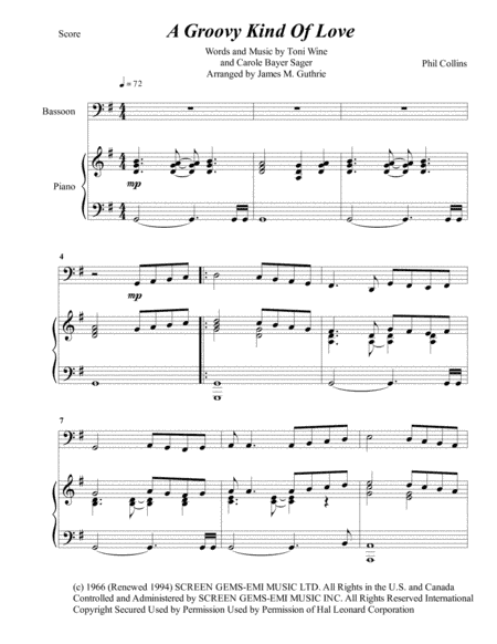 A Groovy Kind Of Love (arr. James M. Guthrie, ASCAP)