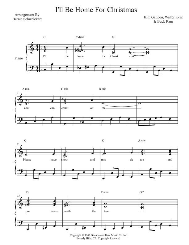 I'll Be Home For Christmas (arr. Bernie Schweickart)