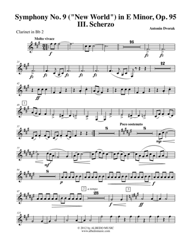 Dvorak Symphony No. 9, New World, Movement III - Clarinet in Bb 2 (Transposed Part), Op.95 (arr. Doug Clyde)