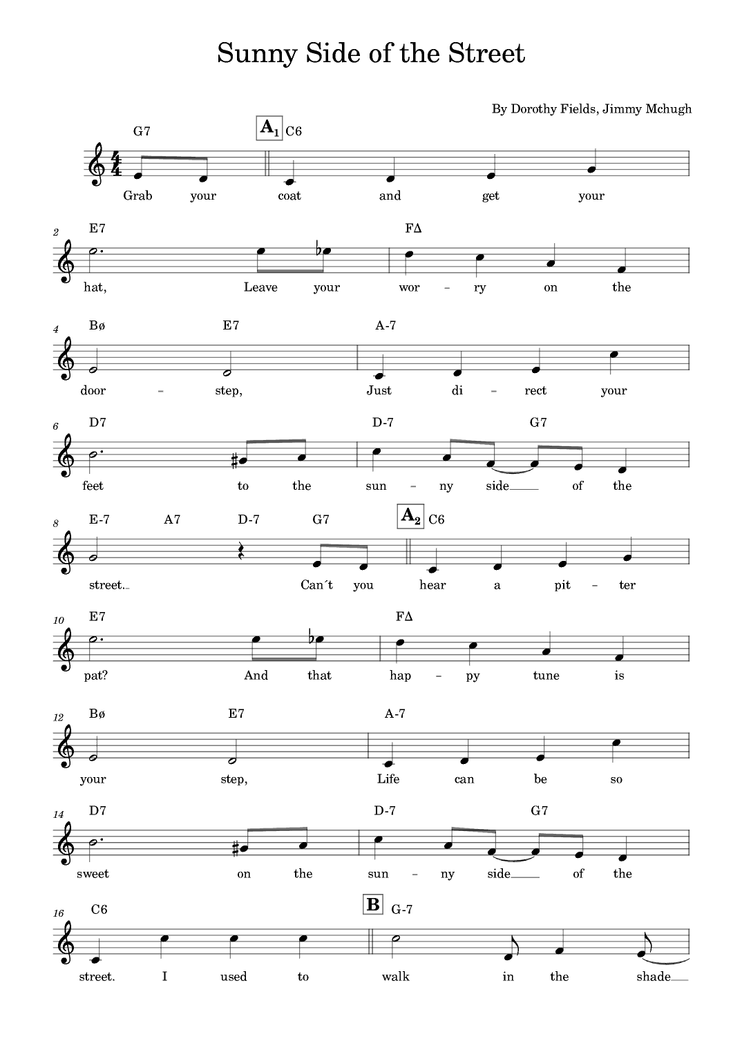 On The Sunny Side Of The Street (arr. poon)