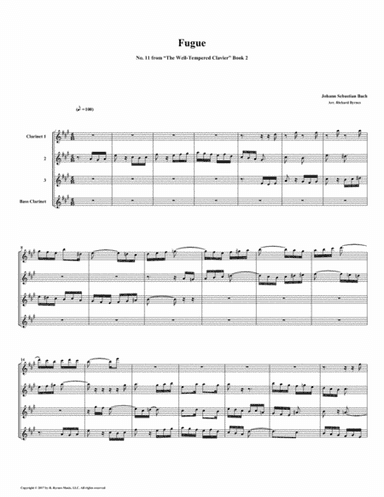 Fugue 11 from Well-Tempered Clavier, Book 2 (Clarinet Quartet) (arr. Richard Byrnes)