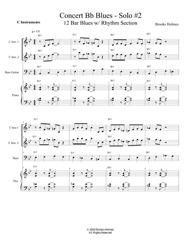Concert Bb Blues Solo #2 - 12 Bar Blues w/ Rhythm Section - C Instruments