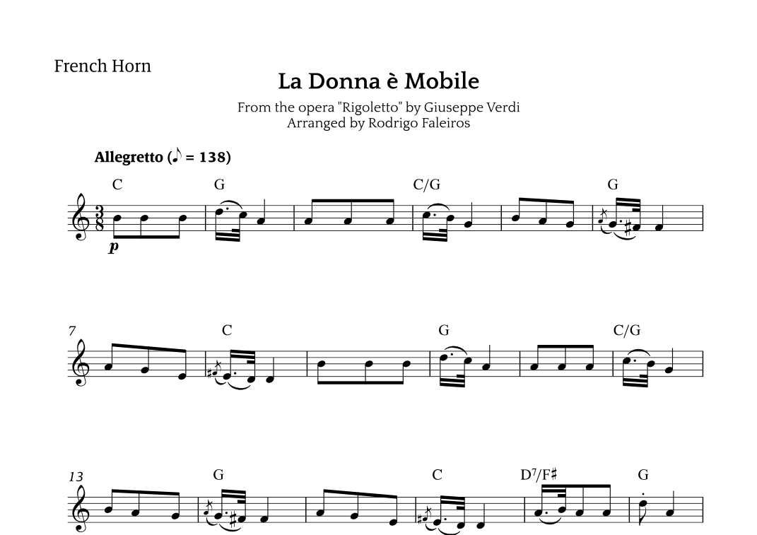 La Donna è Mobile (arr. Rodrigo Faleiros)