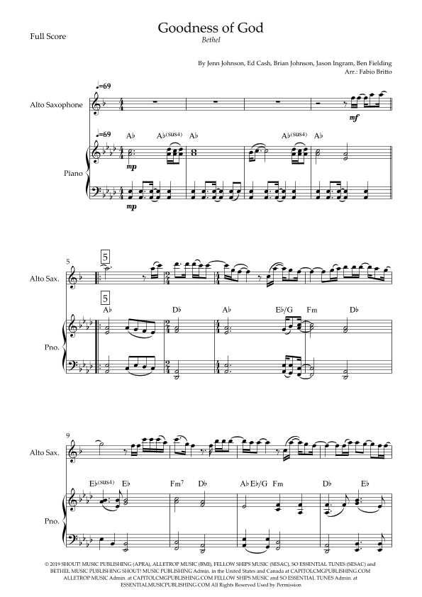 Goodness Of God (arr. Fabio Britto)