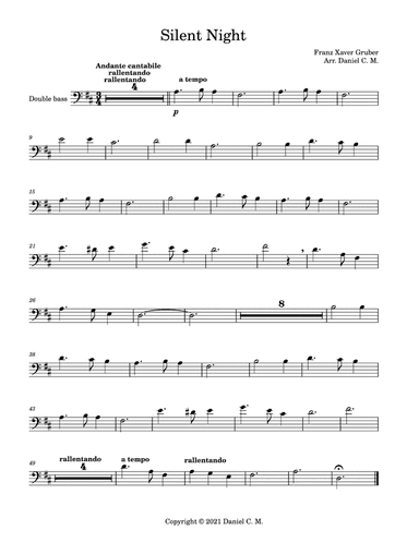 Silent Night for double bass and piano (easy) (arr. Daniel C. M.)
