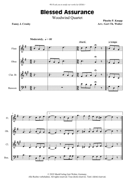 Blessed Assurance (arr. Gert Th. Walter)