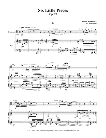 Six Little Pieces, op. 19 for Trombone and Piano (arr. Ralph Sauer)