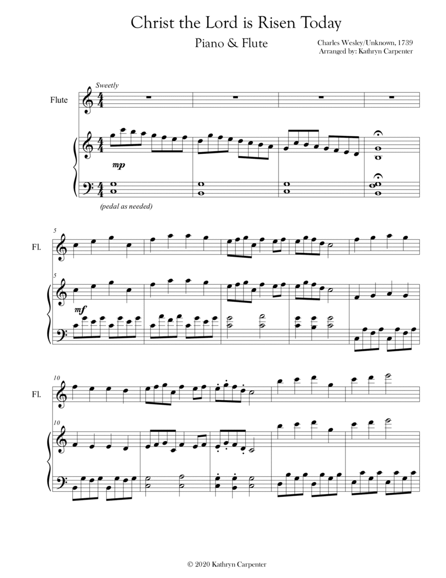Christ the Lord is Risen Today (Advanced Piano & Flute) (arr. Kathryn Carpenter)