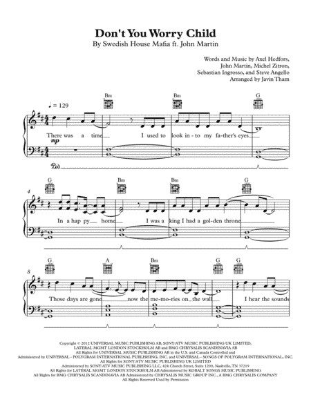 Don't You Worry Child (arr. Javin Tham)