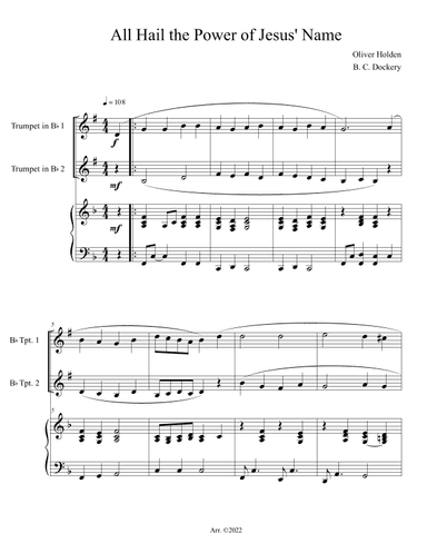 All Hail the Power of Jesus' Name (Trumpet Duet with Piano Accompaniment) (arr. B. C. Dockery)