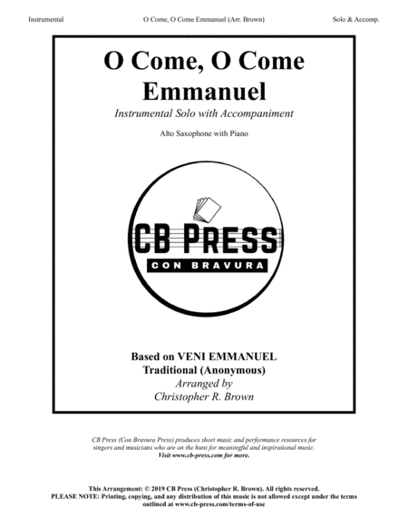 O Come, O Come Emmanuel - Alto Sax Solo with Piano Accompaniment (arr. Christopher R. Brown)
