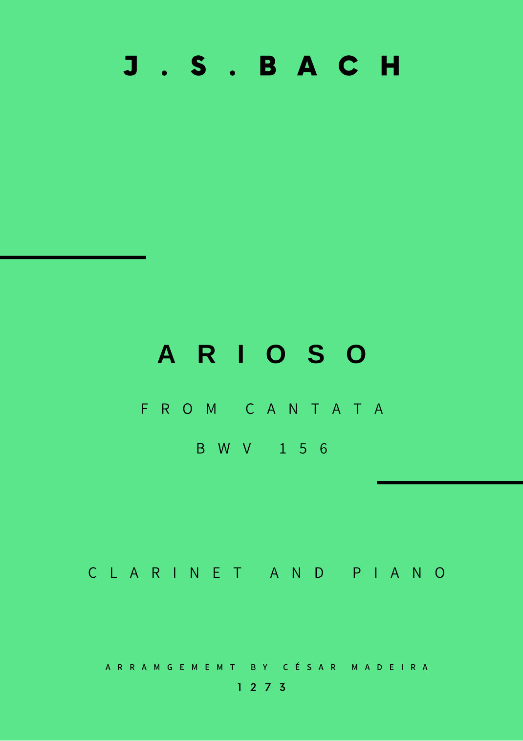 Arioso (BWV 156) - Bb Clarinet and Piano (Full Score and Parts) (arr. César Madeira)