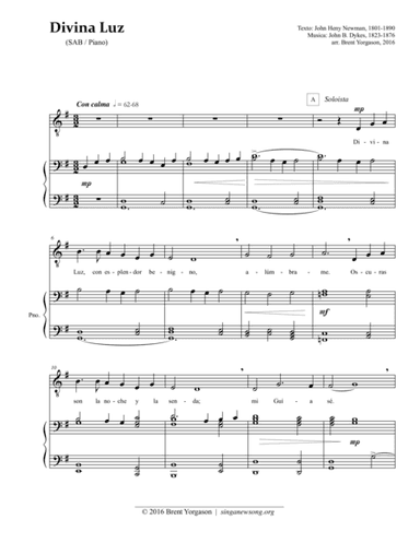 Divina Luz (SAB / Piano) (arr. Brent Yorgason)