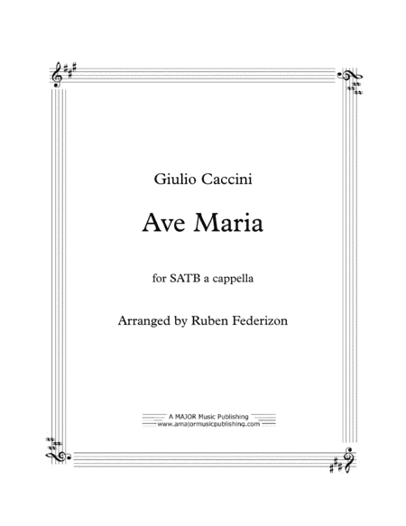 Ave Maria (Giulio Caccini) (arr. A Major Music Publishing)
