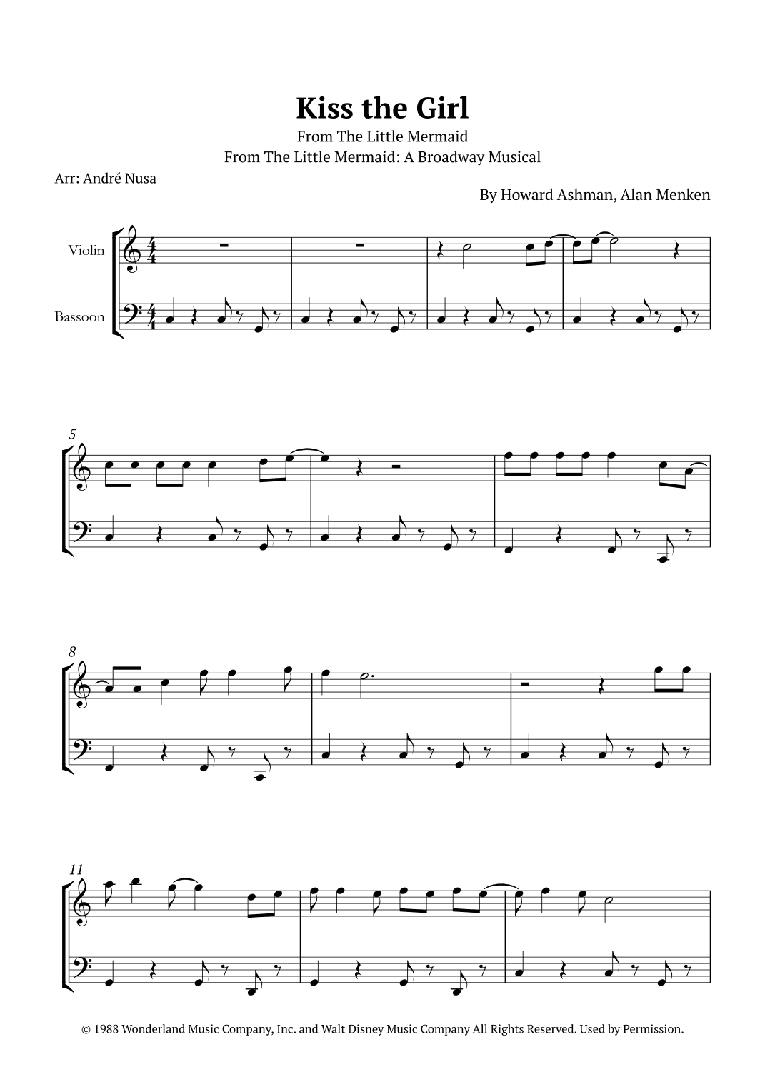 Kiss The Girl (arr. André Nusa)