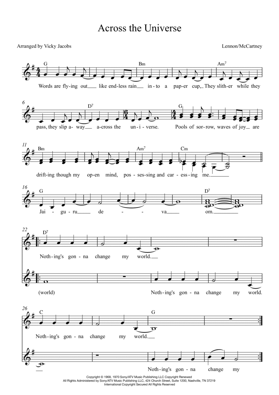 Across The Universe (arr. Vicky Jacobs)