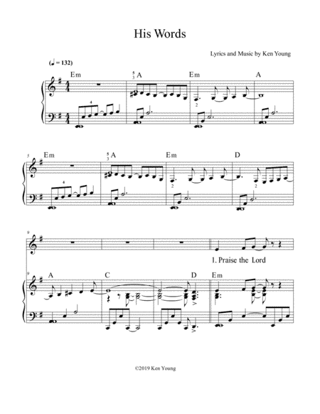 His Words (music for worship band) by Ken Young