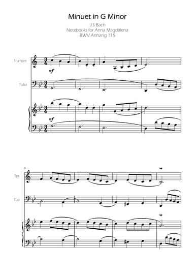 Minuet in G minor BWV Anh. 115 - Bach - Trumpet and Tuba (arr. Ygor Nunes)