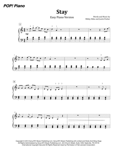Stay (arr. PopPiano)