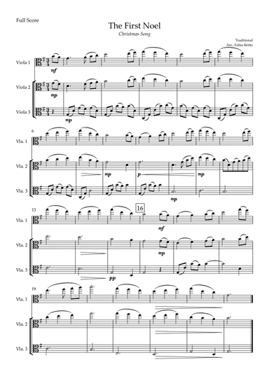The First Noel (Christmas Song) for Viola Trio (arr. Fabio Britto)