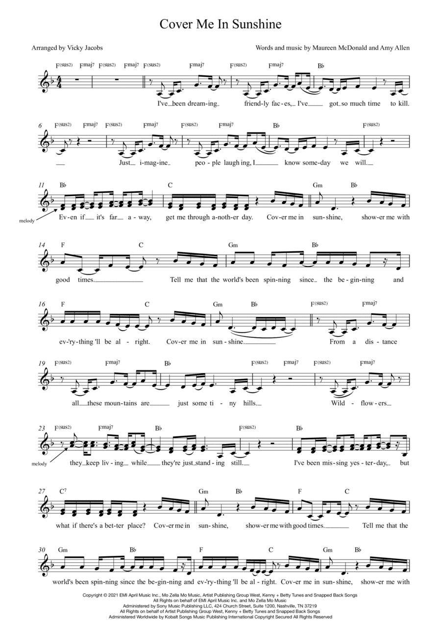 Cover Me In Sunshine (arr. Vicky Jacobs)